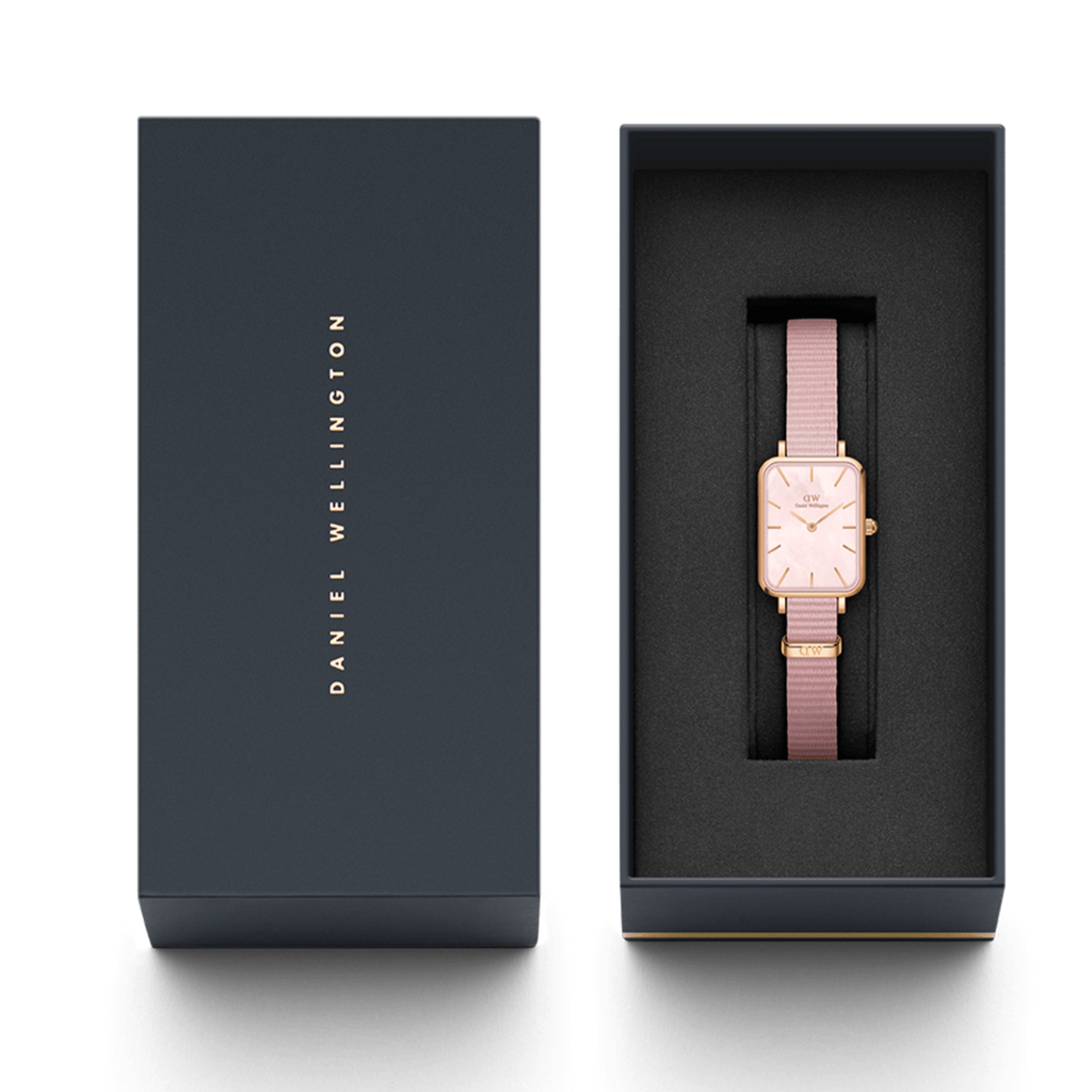 Daniel Wellington Quadro Pressed Mother of Pearl Pink Dial Pink Nylon Strap Watch For Women - DW00100509 Buy Now By Daniel Wellington