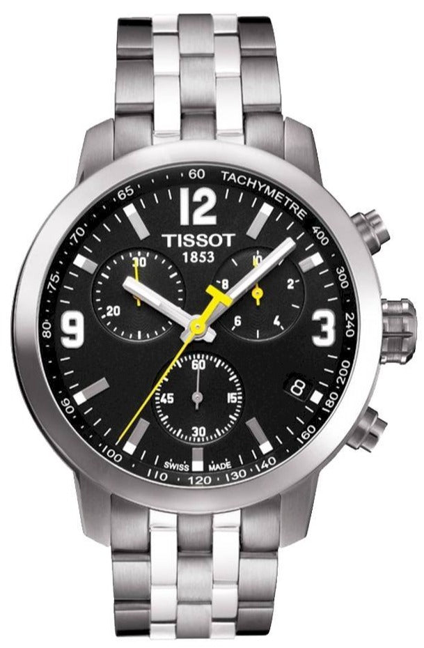 Tissot T Sport PRC200 Chronograph Black Dial Silver Steel Strap Watch for Men - T17.1.586.52 Buy Now By Tissot
