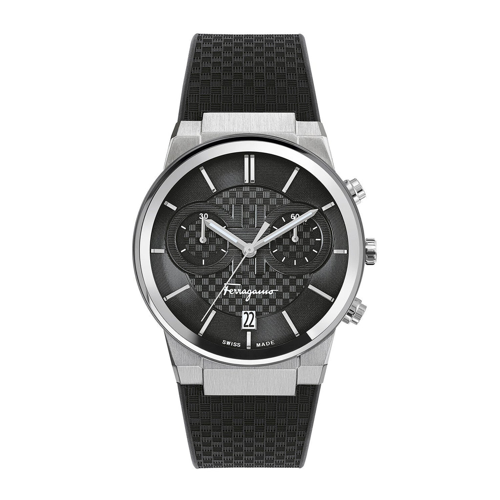 Salvatore Ferragamo Sapphire Chrono Black Dial Black Silicone Strap Watch for Men - SFME00121 Buy Now By Salvatore Ferragamo