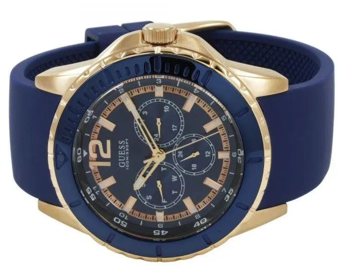 Guess Maverick Blue Dial Blue Rubber Strap Watch for Men - W0485G1 Buy Now By Guess