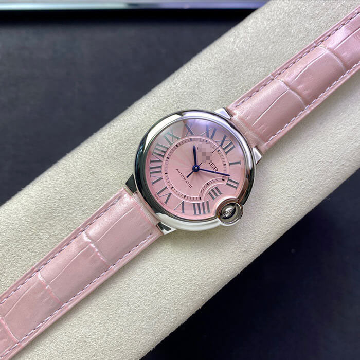 Cartier Ballon Bleu De Cartier Pink Dial Pink Leather Strap Watch for Women - WSBB0007 Buy Now By Cartier