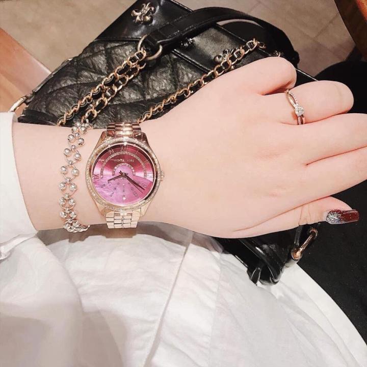 Michael Kors Lauryn Pink Dial Rose Gold Steel Strap Watch for Women - MK3722 Buy Now By Michael Kors