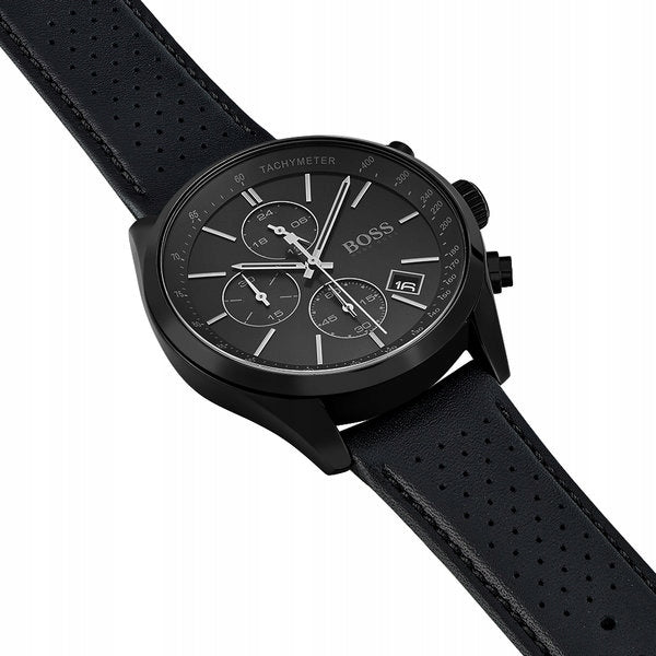 Hugo Boss Grand Prix Black Dial Black Leather Strap Watch for Men - 1513474 Buy Now By Hugo Boss