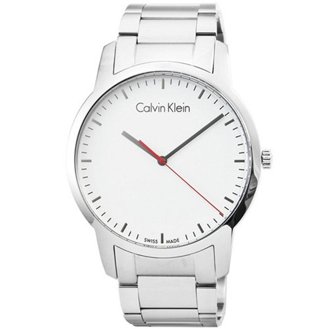 Calvin Klein City Quartz White Dial Silver Steel Strap Watch for Men - K2G2G1Z6 Buy Now By Calvin Klein