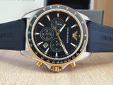 Emporio Armani Sigma Chronograph lack Dial Black Rubber Strap Watch For Men - AR80003 Buy Now By Emporio Armani