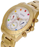 Guess Exclusive Multi Color White Dial Gold Steel Strap Watch for Women - GW0457L1 Buy Now By Guess