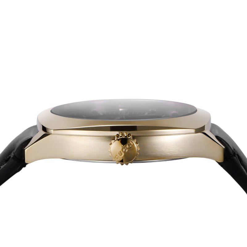 Gucci GG2570 Black Dial Black Leather Strap Watch For Men - YA142310 Buy Now By Gucci