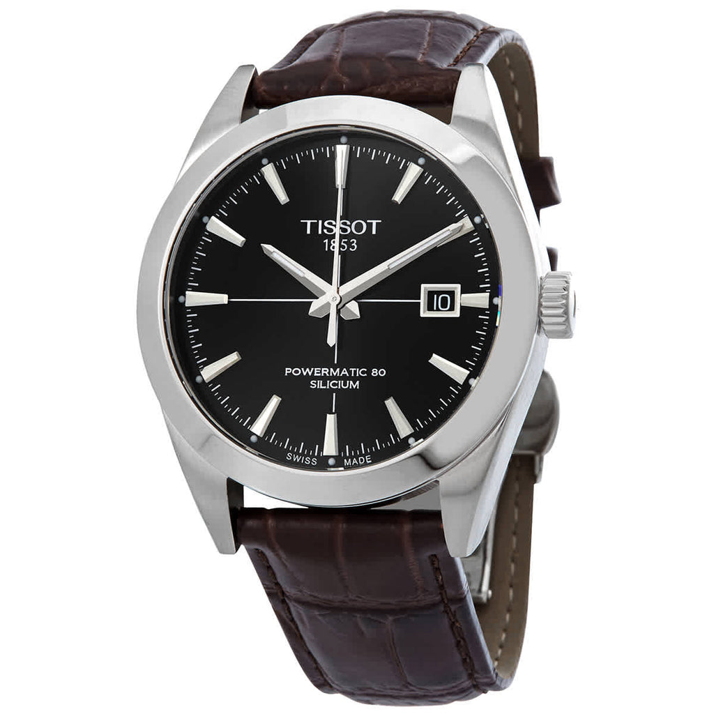 Tissot Gentleman Powermatic 80 Silicium Black Dial Brown Leather Strap Watch For Men - T127.407.16.051.01 Buy Now By Tissot