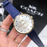 Coach Slim Easton Silver Dial Blue Leather Strap Watch for Women - 14502687 Buy Now By Coach