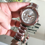 Fossil Bannon Multifunction Brown Dial Two Tone Steel Strap Watch for Men - BQ2502 Buy Now By Fossil