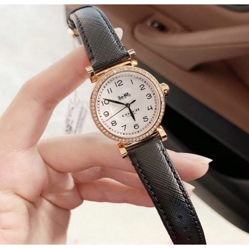 Coach Madison White Dial Black Leather Strap Watch for Women - 14503396 Buy Now By Coach