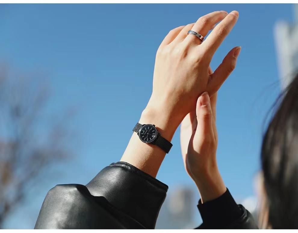 Calvin Klein Minimal Diamonds Black Dial Black Mesh Bracelet Watch for Women - K3M2342R Buy Now By Calvin Klein