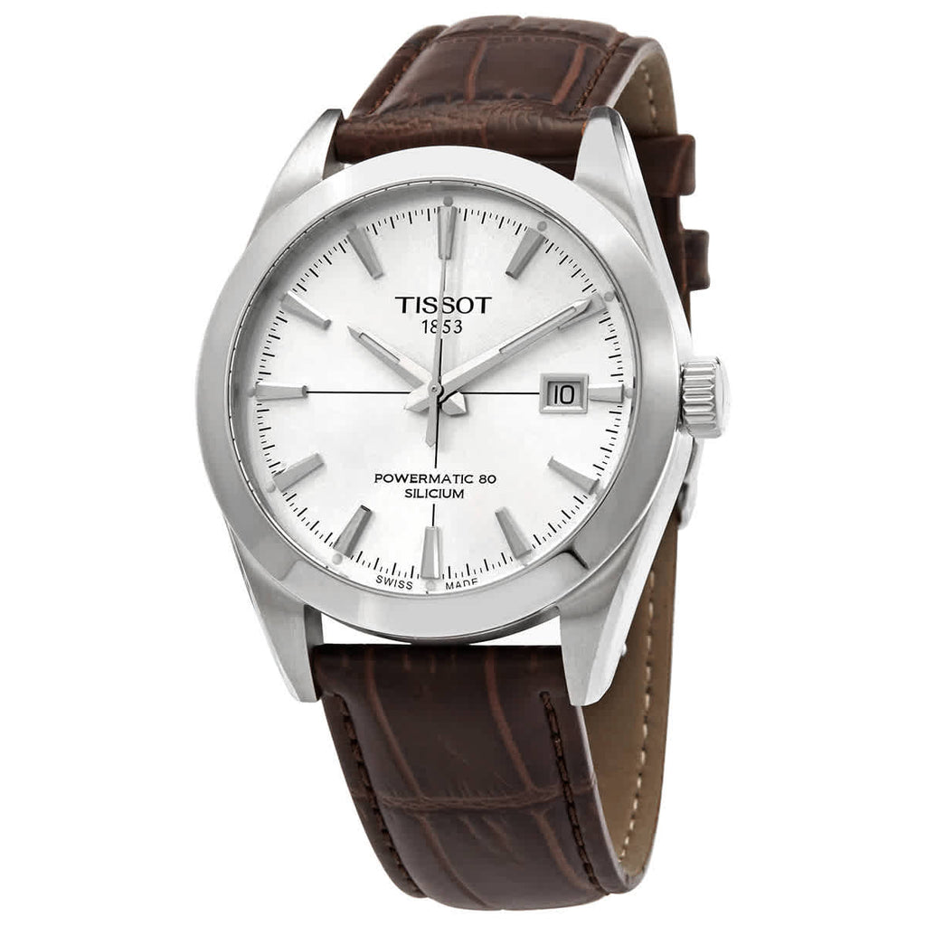 Tissot Gentleman Powermatic 80 Silicium Silver Dial Brown Leather Strap Watch For Men - T127.407.16.031.01 Buy Now By Tissot