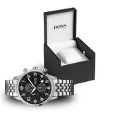 Hugo Boss Aeroliner Chronograph Black Dial Silver Steel Strap Watch For Men - 1512446 Buy Now By Hugo Boss