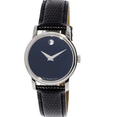 Movado Museum Black Dial Black Leather Strap Watch For Women - 2100004 Buy Now By Movado
