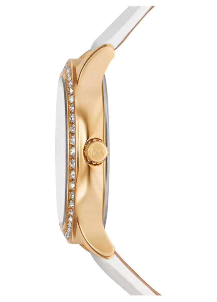 Michael Kors Sage Three-Hand Mother of Pearl White Dial White Leather Strap Watch for Women - MK4818 Buy Now By Michael Kors