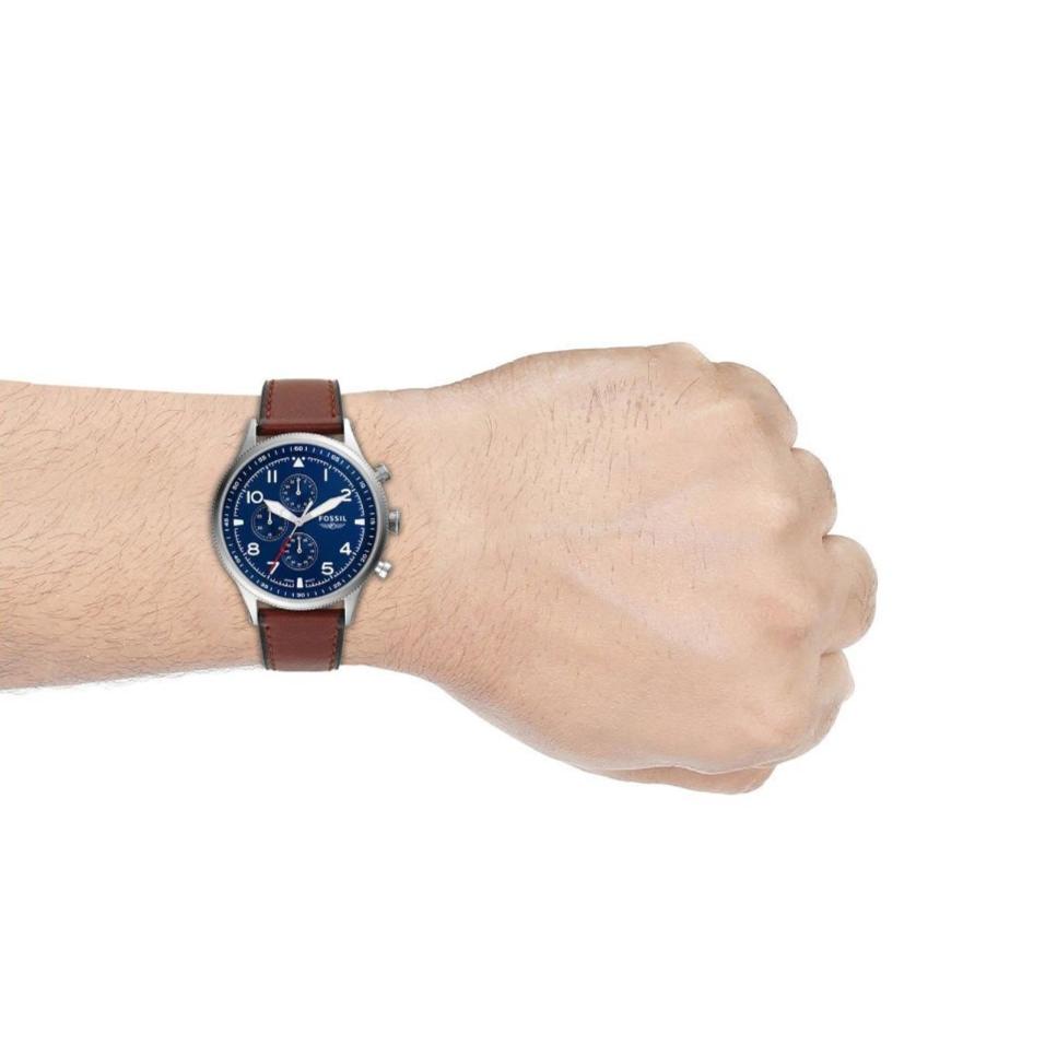 Fossil Retro Pilot Chronograph Blue Dial Brown Leather Strap Watch for Men - FS5832 Buy Now By Fossil