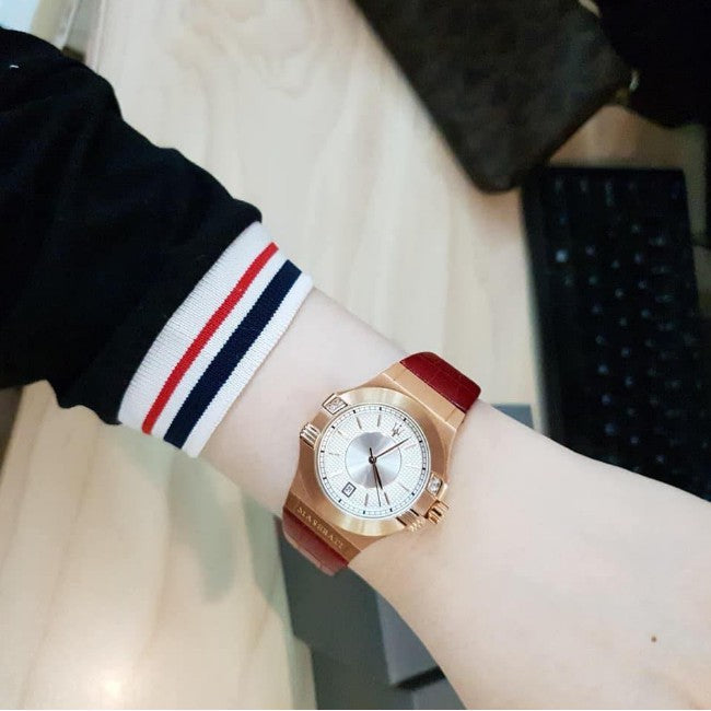 Maserati Potenza Silver Dial Red Leather Strap Watch For Women - R8851108501 Buy Now By Maserati