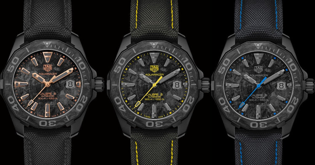 Tag Heuer Aquaracer Calibre 5 Black NATO Strap Carbon Dial Watch for Men - WBD218B.FC6446 Buy Now By Tag Heuer