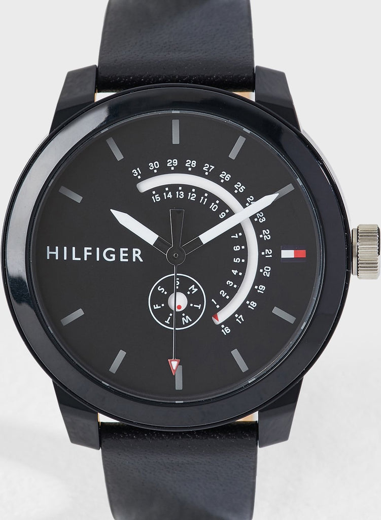 Tommy Hilfiger Denim Quartz Black Dial Black Leather Strap Watch for Men - 1791479 Buy Now By Tommy Hilfiger