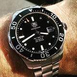 Tag Heuer Aquaracer Automatic Caliber 5 Black Dial Silver Steel Strap Watch for Men - WAN2110.BA0822 Buy Now By Tag Heuer