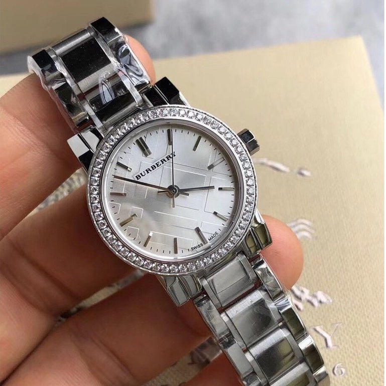 Burberry The City Diamonds Silver Dial Silver Steel Strap Watch for Women - BU9220 Buy Now By Burberry