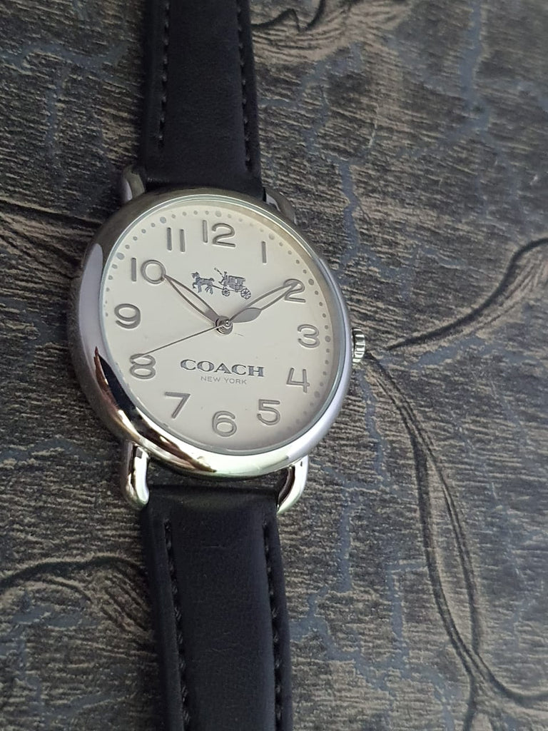 Coach Delancey White Dial Black Leather Strap Watch for Women - 14502714 Buy Now By Coach