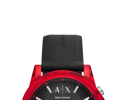 Armani Exchange Outerbanks Chronograph Black Dial Black Silicone Strap Watch For Men - AX1338 Buy Now By Armani Exchange