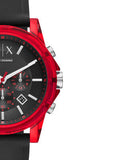 Armani Exchange Outerbanks Chronograph Black Dial Black Silicone Strap Watch For Men - AX1338 Buy Now By Armani Exchange