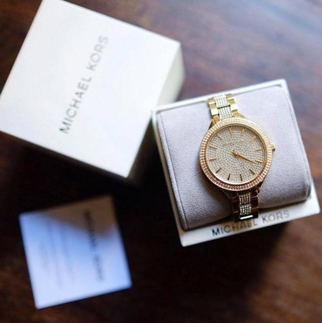 Michael Kors Slim Runway Crystals Gold Dial Gold Steel Strap Watch for Women - MK3632 Buy Now By Michael Kors