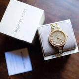 Michael Kors Slim Runway Crystals Gold Dial Gold Steel Strap Watch for Women - MK3632 Buy Now By Michael Kors