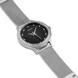 Guess Chelsea Crystals Black Dial Silver Mesh Bracelet Watch For Women - W0647L5 Buy Now By Guess