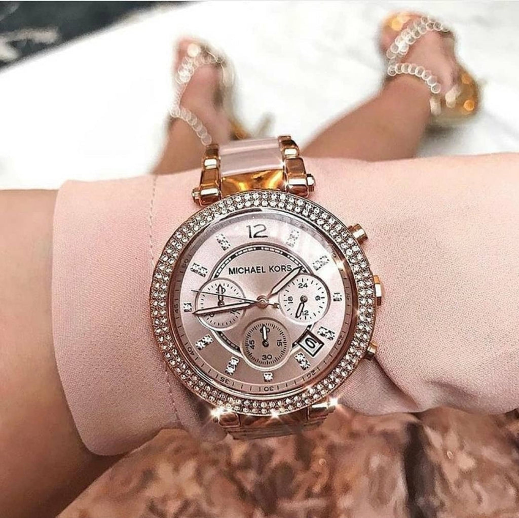Michael Kors Parker Pink Dial Two Tone Steel Strap Watch for Women - MK6110 Buy Now By Michael Kors