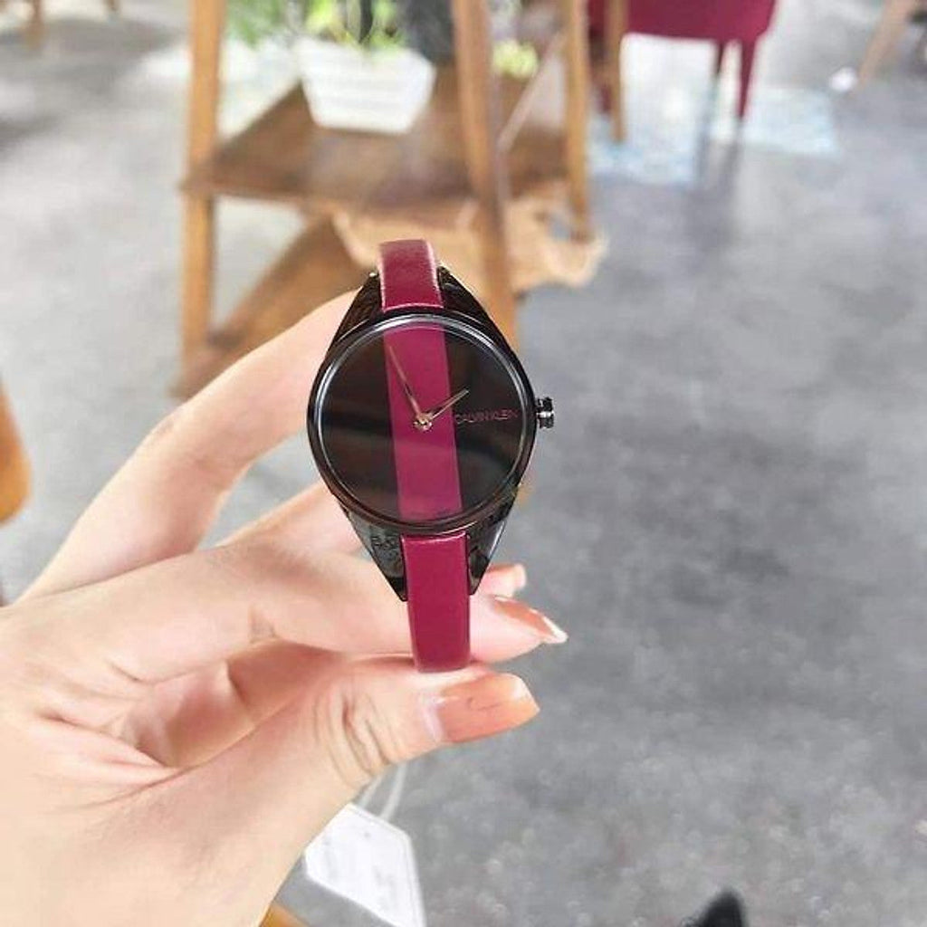 Calvin Klein Rebel Red Black Dial Red Leather Strap Watch for Women - K8P237U1 Buy Now By Calvin Klein