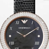 Emporio Armani Aviator Crystals Mother of Pearl Black Dial Black Silicon Strap Watch For Women - AR11373 Buy Now By Emporio Armani