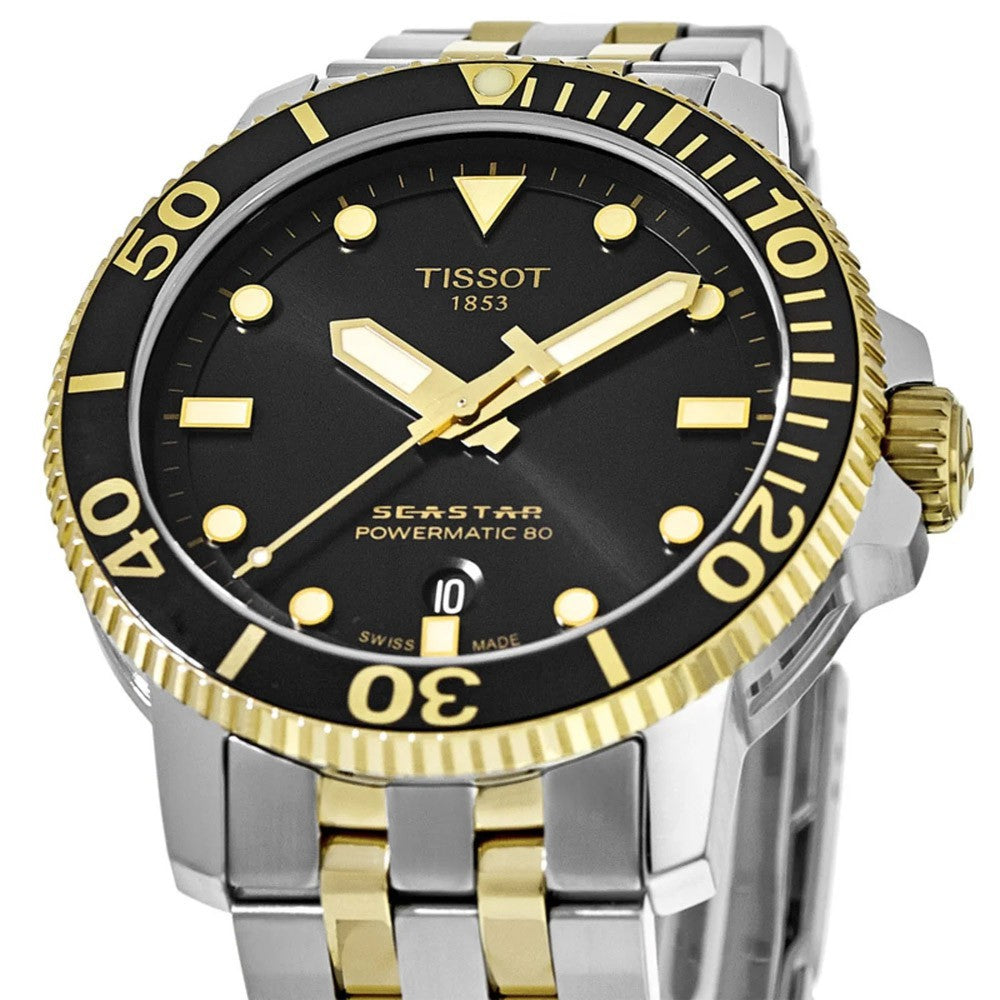 Tissot Seastar 1000 Powermatic 80 Black Dial Two Tone Steel Strap Watch For Men - T120.407.22.051.00 Buy Now By Tissot