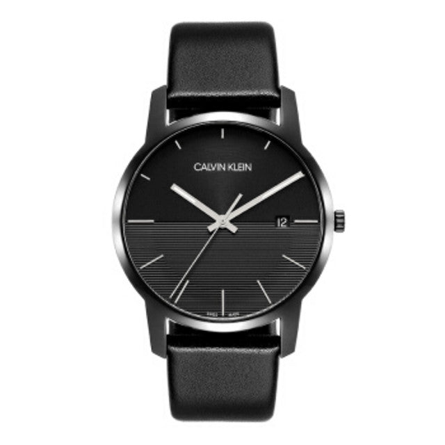 Calvin Klein City Quartz Black Dial Black Leather Strap Watch for Men - K2G2G4C1 Buy Now By Calvin Klein