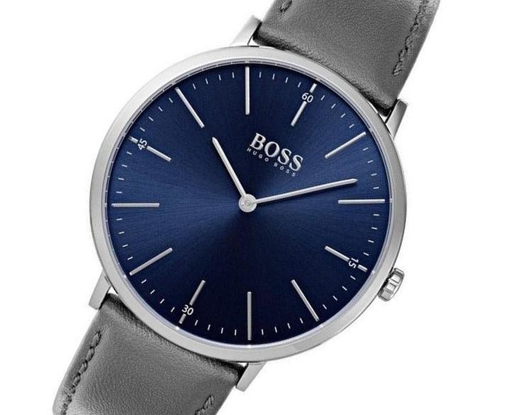 Hugo Boss Horizon Blue Dial Grey Leather Strap Watch for Men - 1513539 Buy Now By Hugo Boss