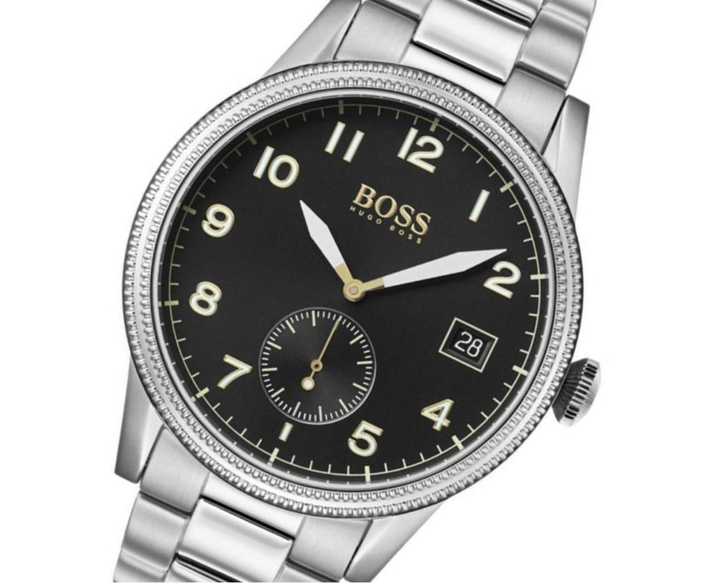 Hugo Boss Legacy Black Dial Silver Steel Strap Watch for Men - 1513671 Buy Now By Hugo Boss