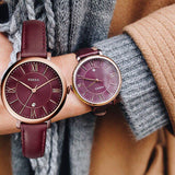 Fossil Jacqueline Burgundy Dial Burgundy Leather Strap Watch for Women - ES4099 Buy Now By Fossil