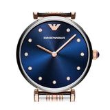 Emporio Armani Gianni T Bar Crystal Blue Dial Two Tone Steel Strap Watch For Women - AR11092 Buy Now By Emporio Armani