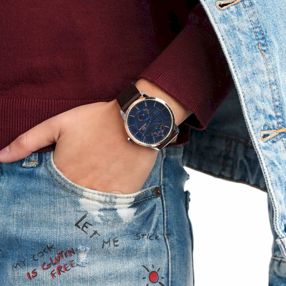 Tommy Hilfiger Hunter Blue Dial Brown Leather Strap Watch for Men - 1791605 Buy Now By Tommy Hilfiger