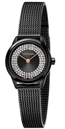 Calvin Klein Minimal Diamonds Black Dial Black Mesh Bracelet Watch for Women - K3M2342R Buy Now By Calvin Klein