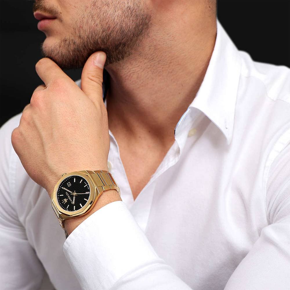 Maserati Stile Black Dial Gold Steel Strap Watch For Men - R8853142004 Buy Now By Maserati