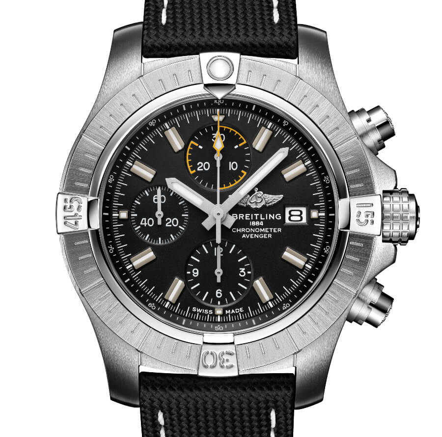 Breitling Avenger Chronograph 45mm Black Dial Black Leather Strap Watch for Men - A13317101B1X1 Buy Now By Breitling