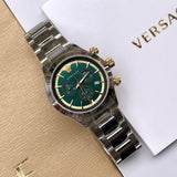 Versace Classic Chronograph Quartz Green Dial Silver Steel Strap Watch For Men - VEV700721 Buy Now By Versace