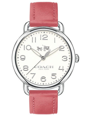 Coach Delancey White Dial Pink Leather Strap Watch for Women - 14502717 Buy Now By Coach