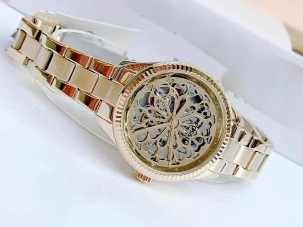 Fossil Rye Automatic Skeleton Gold Dial Gold Steel Strap Watch for Women - BQ3755 Buy Now By Fossil