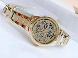 Fossil Rye Automatic Skeleton Gold Dial Gold Steel Strap Watch for Women - BQ3755 Buy Now By Fossil