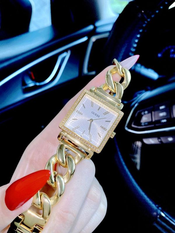 Guess Vanity Diamonds Silver Dial Gold Steel Strap Watch for Women - W1030L2 Buy Now By Guess